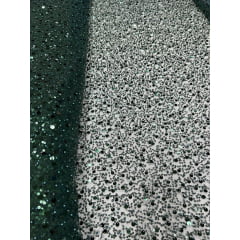 Tule Bordado com Paetês e Pedrarias Verde Floresta - Largura 1,30 m x Comprimento 1 m 