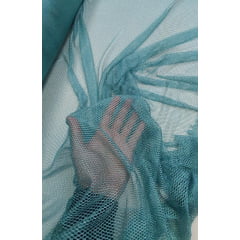 Tela Arrastão Fancy Com Lurex Verde Tiffany - Largura 1,45 m  x Comprimento 3 m 
