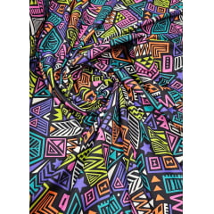 Gabardine Two Way Estampado África Digital Colorido - Largura 1,45 m x Comprimento 2,25 m