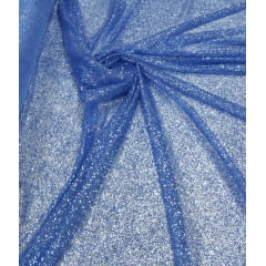 Tule com Glitter Azul Serenity Pesado COM RASGO - Largura 1,40 m x Comprimento 0,70 cm