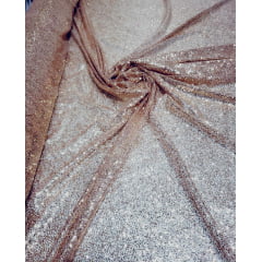 Tule com Glitter Rosê Gold Pesado   Largura 1,40 m x Comprimento 1,33 m 