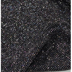 Lurex de Malha Galaxia Furtacor Preto  -Largura 1,70 m x Comprimento 3 m 