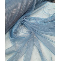 Tela Light Lurex Furtacor Azul Serenity com Prata - Largura 1,60 m x Comprimento 3,50 m 