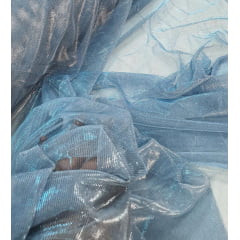Tela Light Lurex Furtacor Azul Serenity com Prata - Largura 1,60 m x Comprimento 3,50 m 