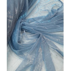 Tela Light Lurex Furtacor Azul Serenity com Prata - Largura 1,60 m x Comprimento 3,50 m 