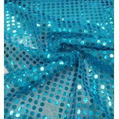 Paetê Colado Carnaval Azul Turquesa - Largura 1,15 m x Comprimento 1 m