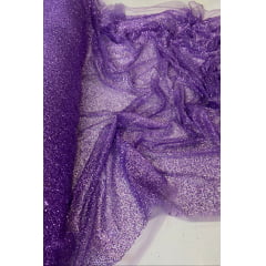 Tule com Glitter Lilás Pesado 02   - Largura 1,40 m x Comprimento 2,40 m 