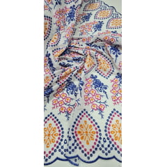 Layse Bordada Marrakech Azul Royal - Largura 1,30 m x Comprimento 2,50 m 