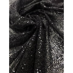 Tule com Glitter Preto Pesado - Largura 1,40 m x Comprimento 1 m 