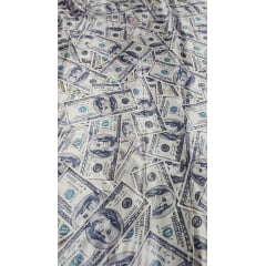Cetim Estampado Digital Dólar  COM DEFEITO - Largura 1,47 m x Comprimento 1 m 