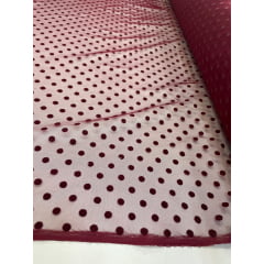 Tule Point Sprit Flocado Marsala - Largura 1,50 m x Comprimento 1 m 