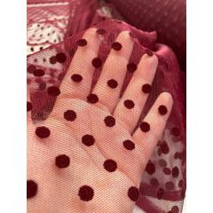 Tule Point Sprit Flocado Marsala - Largura 1,50 m x Comprimento 1 m 