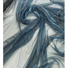Tela Light Lurex Furtacor Azul Turquesa com Prata - Largura 1,60 m x Comprimento 5 m 