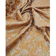 Jacquard Gobelem de Viscose Floral Fundo Bronze - Largura 1,30 m x Comprimento 4,50 m 