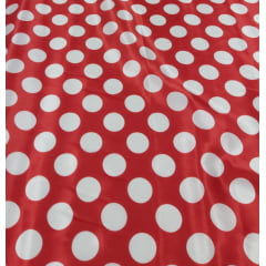 Cetim Vermelho Bola Branca - Largura 1,47 m x Comprimento 6 m 