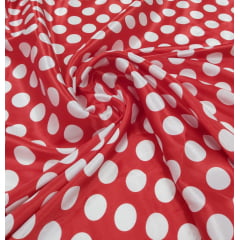 Cetim Vermelho Bola Branca - Largura 1,47 m x Comprimento 6 m 