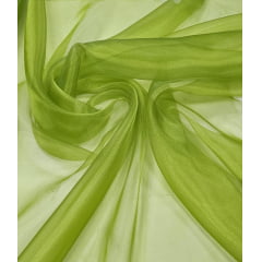 Organza Cristal Lisa Verde Cana - Largura 1,47 m x Comprimento 1 m