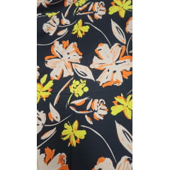 Viscolinho floral fundo preto c amarelo  - Largura 1,45 m x Comprimento 2,90 m