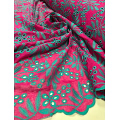 Layse Summer Neon Pink Com Verde Jade COM RASGO - Largura 1,32 m x Comprimento 0,55 cm