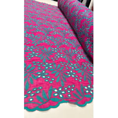 Layse Summer Neon Pink Com Verde Jade COM RASGO - Largura 1,32 m x Comprimento 0,55 cm