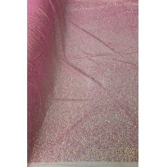 Tule com Glitter Rosa Chiclete Furtacor Pesado 02 FURADO - Largura 1,40 x Comprimento 1 m 