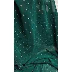 Mousseline Toque de Seda Com Strass Verde Esmeralda - Largura 1,50 m x Comprimento 1,50 m 