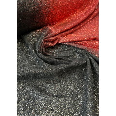 Tule Bordado com Glitter Degradê Vermelho com Preto 02 - Largura 1,40 m x Comprimento 0,50 cm