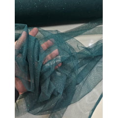 Tule com Glitter Fantasy Verde Floresta - Largura 1,50 m x Comprimento 2 m 