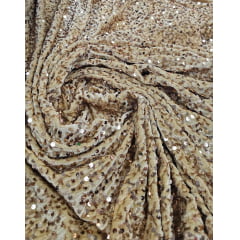 Veludo Cristal Bordado Dourado Claro - Largura 1,50 m x Comprimento 3,50 m 