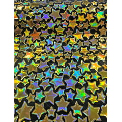 Veludo Bordado Flash Back STAR Dourado - Largura 1,50 m x Comprimento 0,90 cm