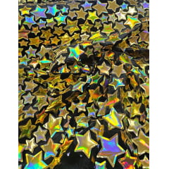 Veludo Bordado Flash Back STAR Dourado - Largura 1,50 m x Comprimento 0,90 cm
