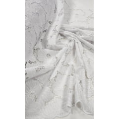 Layse Richelieu Branca Flores I19 COM SUJEIRA- Largura 1,30 m x Comprimento 0,80 cm