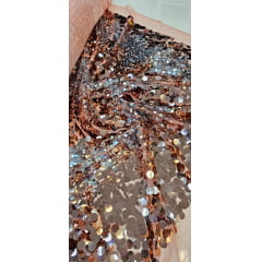 Paetê Bordado Rabanne Sunset Rosê Gold - Largura 1,30 m x Comprimento 0,85 cm