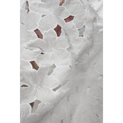 Layse Richelieu Branca Flores I18 MANCHADO - Largura 1,30 m x Comprimento 2 m 