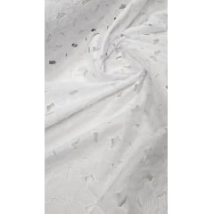 Layse Richelieu Branca Flores I18 MANCHADO - Largura 1,30 m x Comprimento 2 m 