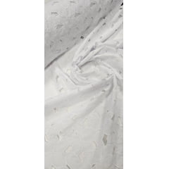 Layse Richelieu Branca Flores I18 MANCHADO - Largura 1,30 m x Comprimento 2 m 