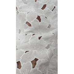 Layse Richelieu Branca Flores I18 MANCHADO - Largura 1,30 m x Comprimento 2 m 