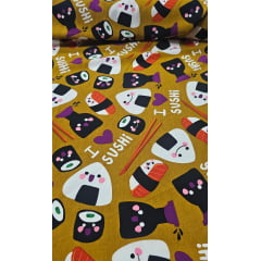 Viscose Estampada Sushi - Largura 1,47 m x Comprimento 2 m 
