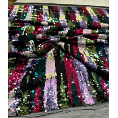 Tule Bordado Reversível Multicolor - Largura 1,25 m x Comprimento 3,75 m 