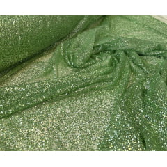 Tule com Glitter Verde Menta Pesado 02 - Largura 1,40 m x Comprimento 0,95 cm