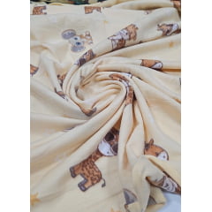 Soft Estampado Baby Safari Fundo Amarelo - Largura 1,65 m x Comprimento 0,70 cm