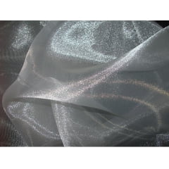 Organza Cristal Lisa Branco  AMASSADO - Largura 1,47 m x Comprimento 1 m 