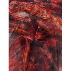 Organza Cristal Digital Fogo - Largura 1,47 m x Comprimento 0,90 cm