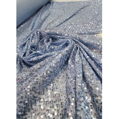 Paetê Bordado Glamour com Elastano Azul Serenity - Largura 1,40 m x Comprimento 0,80 cm