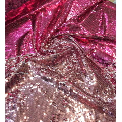 Paetê Bordado Reversível Pink com Rosê Gold - Largura 1,35 m x Comprimento 2 m 