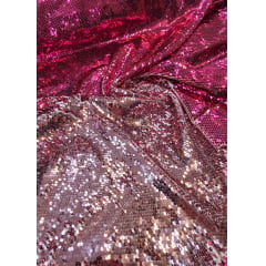 Paetê Bordado Reversível Pink com Rosê Gold - Largura 1,35 m x Comprimento 2 m 