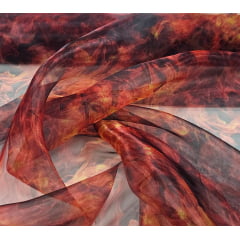 Organza Cristal Digital Fogo - Largura 1,47 m x Comprimento 0,80 cm