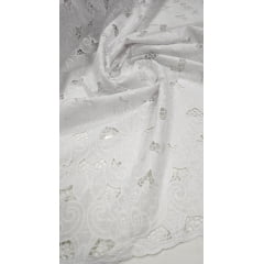 Layse Richelieu Bordada Branco  Modelo N09  - Largura 1,25 m x Comprimento 1,25 m 