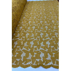 Renda Guipir Mostarda Borboletas  - Largura 1,35 m x Comprimento 0,90 cm