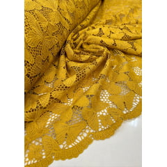 Renda Guipir Mostarda Borboletas  - Largura 1,35 m x Comprimento 0,90 cm